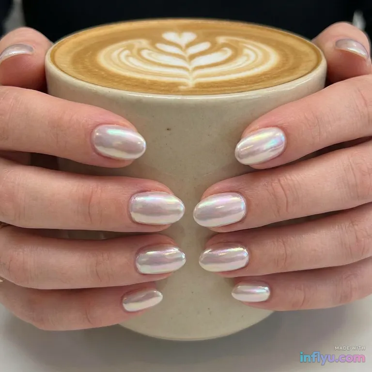Chrome glazed-donut manicure, AI image