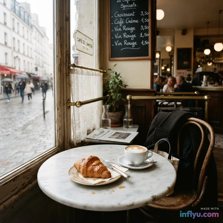 Cozy Parisian café corner, AI image