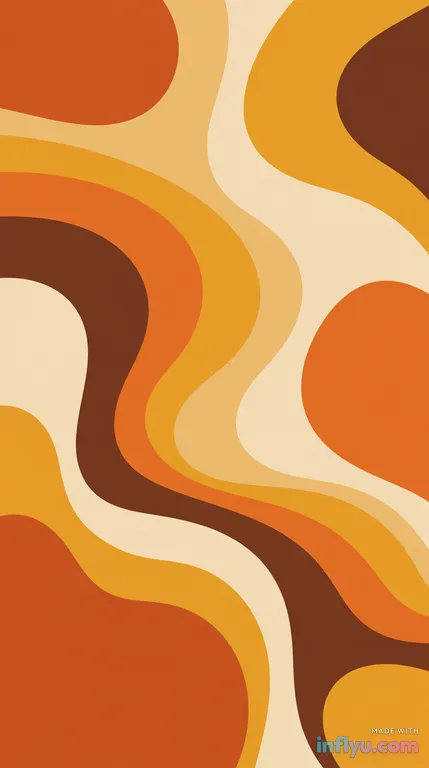 Abstract retro groovy shapes in warm tones, AI image