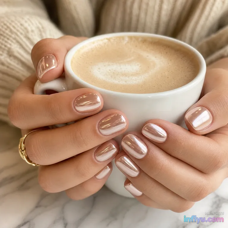 Chrome glazed-donut manicure, AI image
