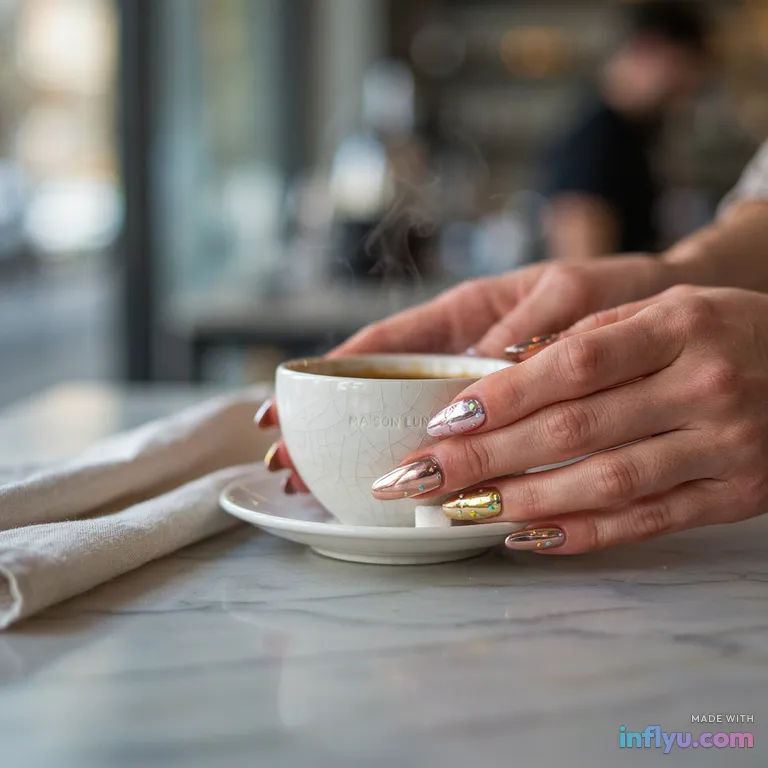 Chrome glazed-donut manicure, AI image