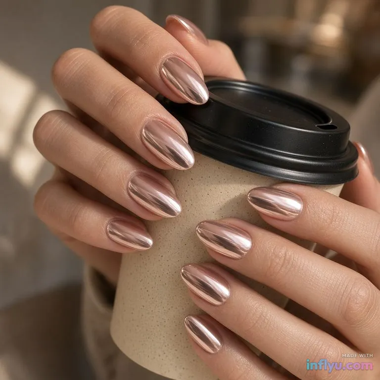 Chrome glazed-donut manicure, AI image