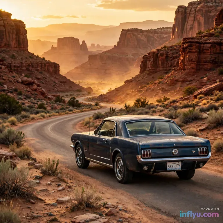 Desert road trip in Utah, AI image