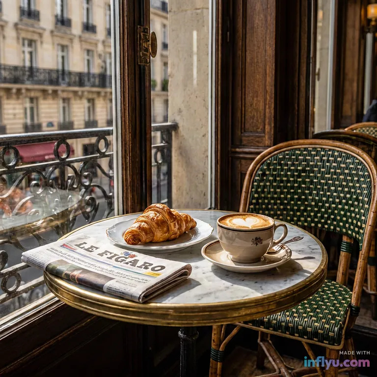 Cozy Parisian café corner, AI image