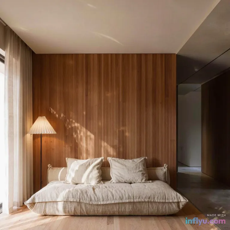 Japandi living room, AI image